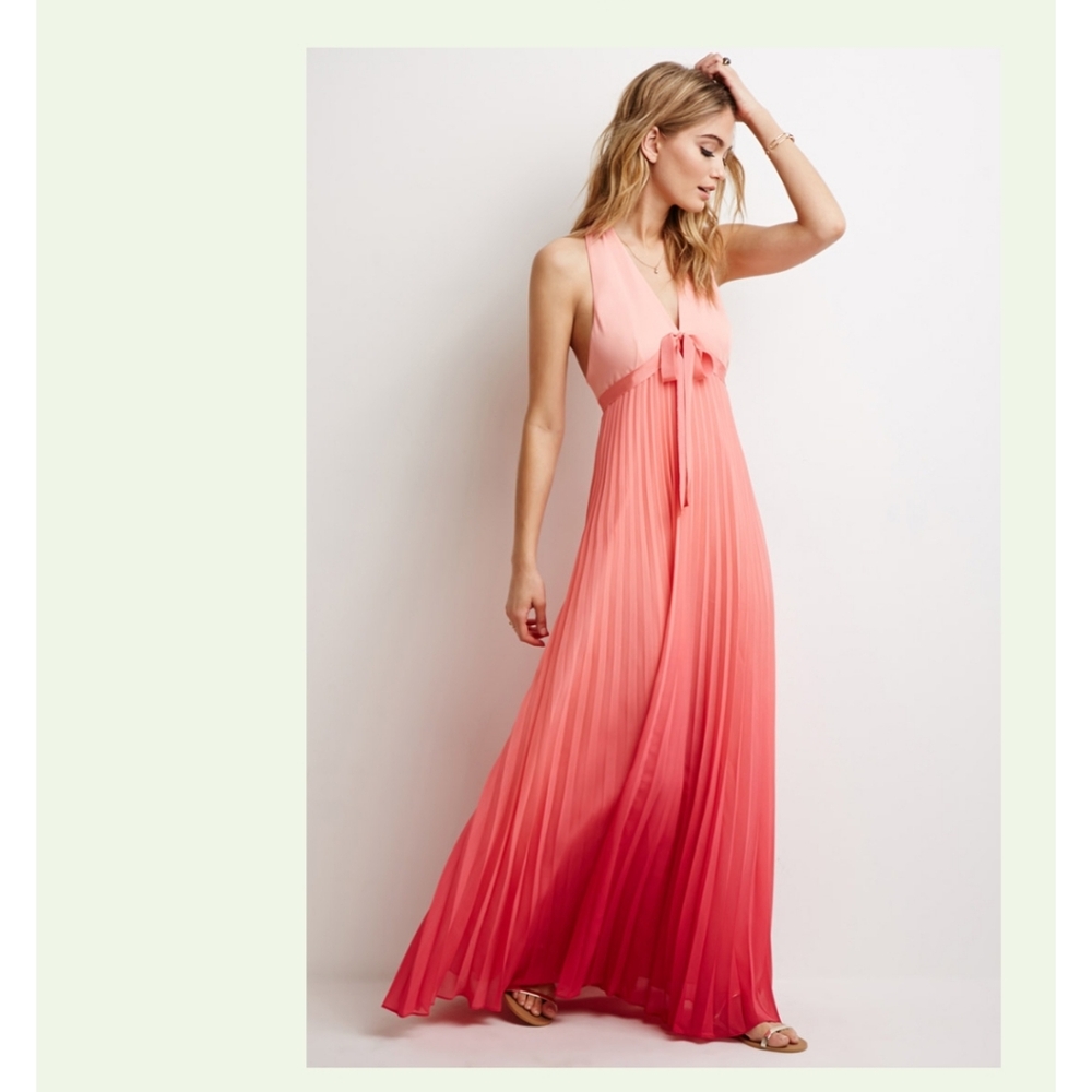 Pleated Ombré Maxi Dress Forever 21 Sz M.